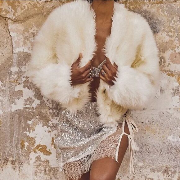 NEW Free People‎ intimately gold rush sequin tie side skirt, M - Picture 3 of 16